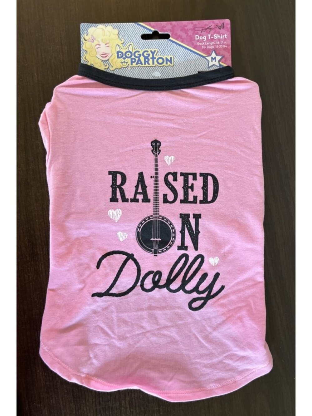 NWT Doggy Parton “Raised On Dolly” Size Medium 15 -20 Lbs Pink Dog T-Shirt